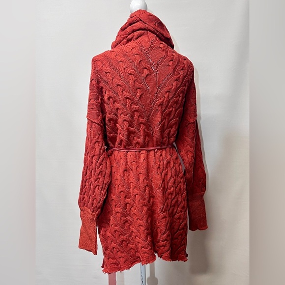 FREE PEOPLE Rust red cable knit turtleneck‎ sweater dress size S - Picture 9 of 14